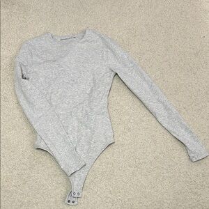 Long Sleeve Gray Bodysuit - Classic Women's Top